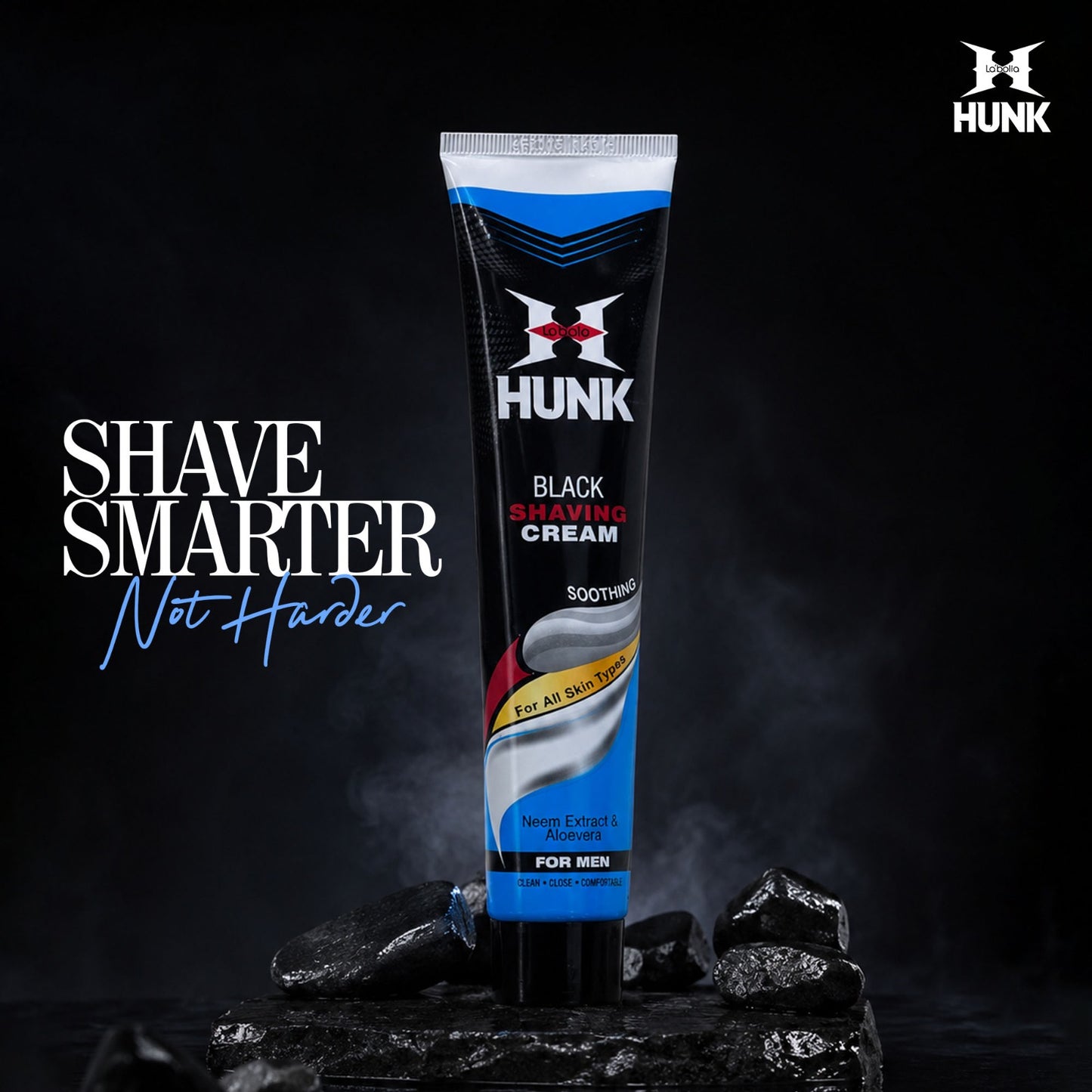 Labolia Beaute Hunk Black Shaving Cream for Men | Neem Extract & Aloevera | Smooth & Close Shave | Prevents Razor Burns & Cuts | Rich Lather for Daily Grooming – Pack of 1 (120gm)