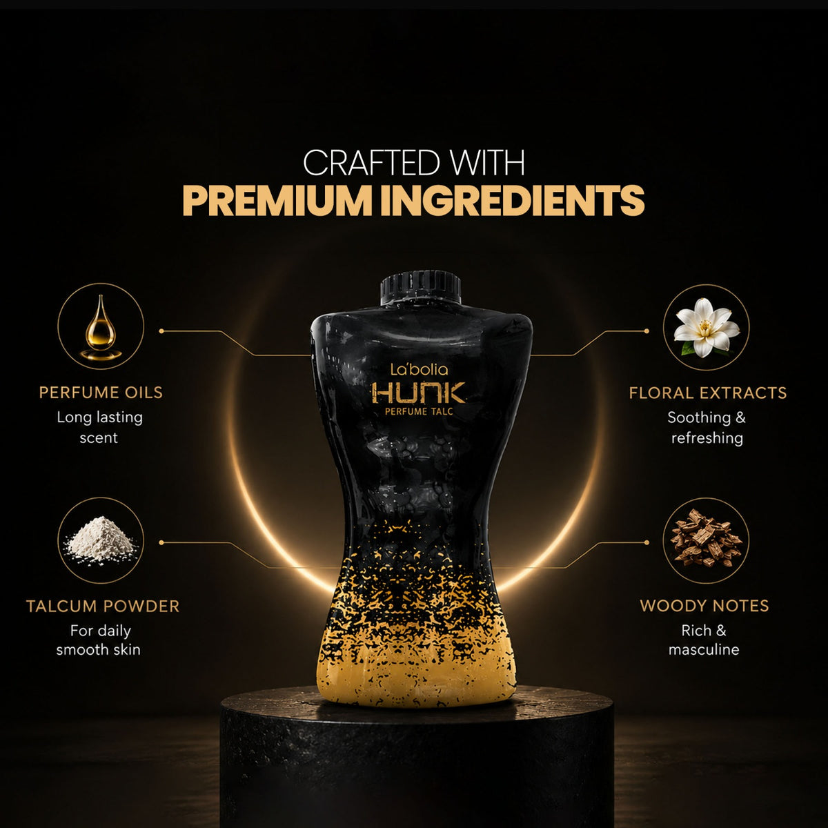 HUNK Perfume Talc I Perfumed Talcum Powder, Masculine Fragrance For Men I